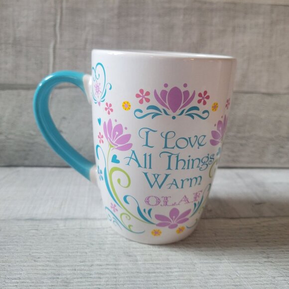 Disney Frozen Olaf Ceramic Mug 12 Oz Featuring "I Love All Things Warm" Design B - Picture 3 of 6